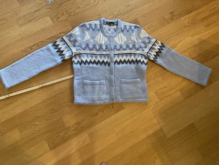 Pullover/ Maje Winter Cardigan Damen Grösse 2 Blau gestreift