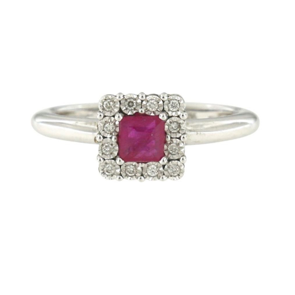 Bagues: Elegant 18kt White Gold Ring with Ruby and Diamonds Size 52 – Neuf avec emballage d'origine à Cham par ppl_8lbl