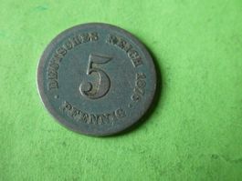 Dt. Reich 1876 J, 5 Pfennig