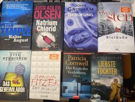 8 atemlose Thriller, 3 Bücher gebunden, 5 Taschenbücher