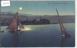 Zürichsee - Die Ufenau im Mondschein - Litho