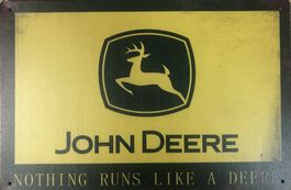 John Deere Blechschild Metallschild Sign Traktor Hirsch