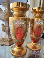 Egermann mundgeblasene Glasvase mit 24-karätigen Goldblume