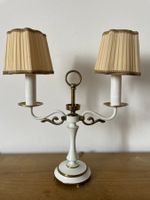 Vintage Tischlampe mit zwei Armen, Messing und Weiss