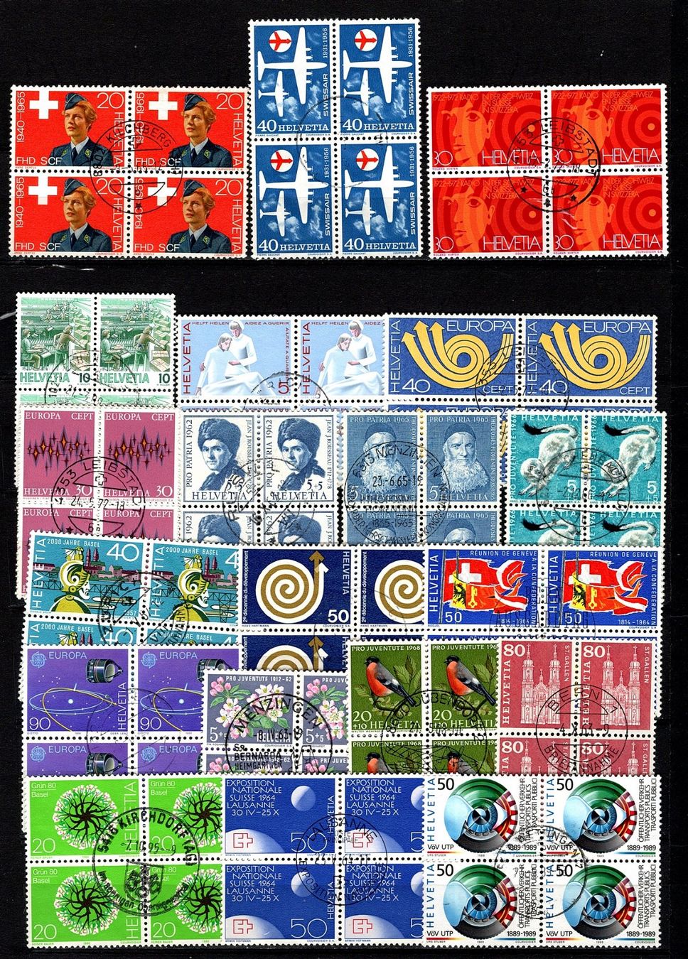 Alle Briefmarken: Viererblocks Schweiz (857) – Gebraucht aus Burgdorf von blinky01 2