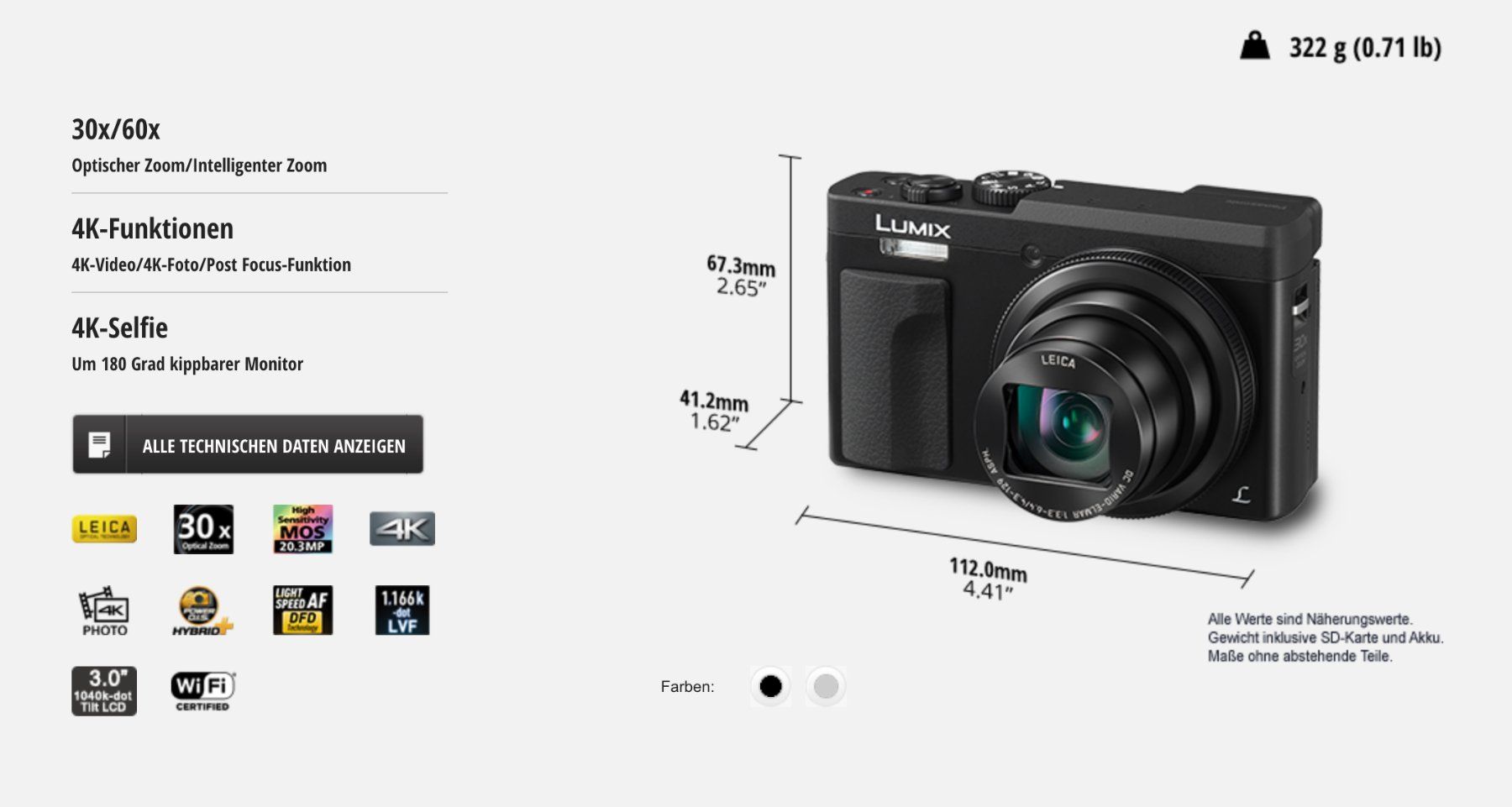 Panasonic Fotocamera: PANASONIC LUMIX TZ91 Kamera TZ 91 Camera – Usato da Emmen venduto da 010 9