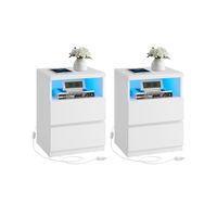 Nachttisch 2er Set mit verstellbarer LED-Beleuchtung