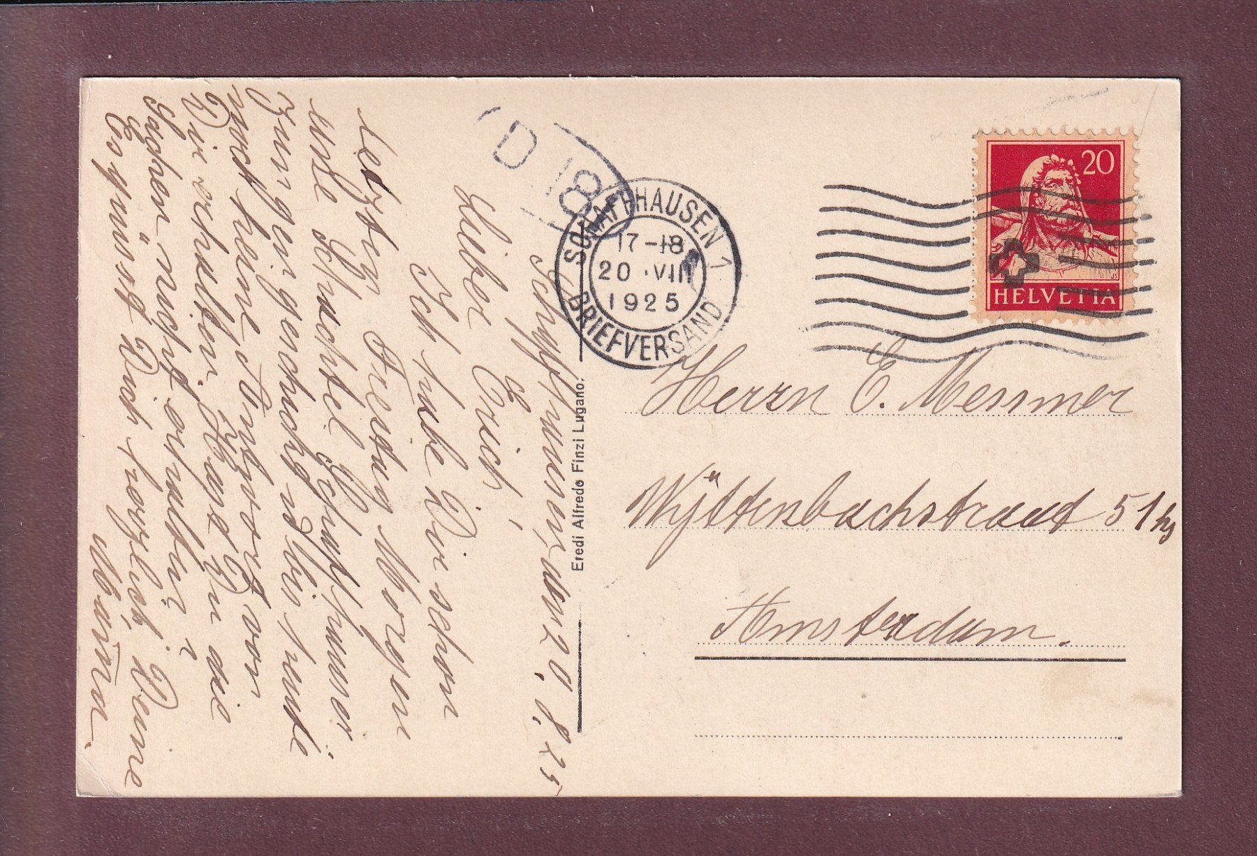 Ansichtskarten: SCHAFFHAUSEN - Munot - Kanone - 1925 – Gebraucht aus Pully von nicecards 1