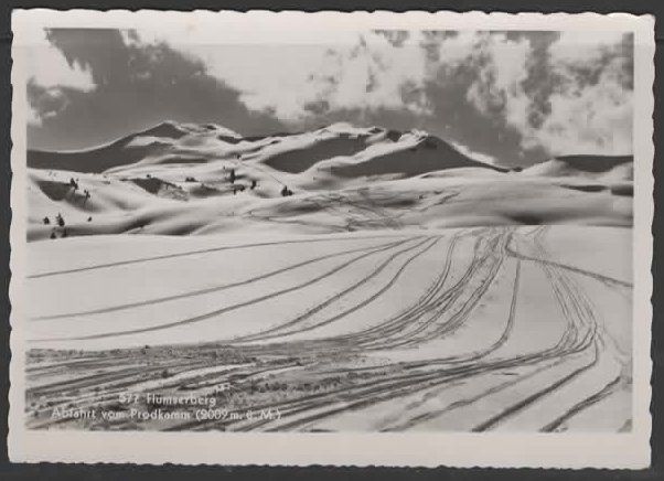 Cartoline postali: FLUMSERBERG, Abfahrt vom Prodkamm  1957  (L – Usato da Ruggell venduto da Masescha