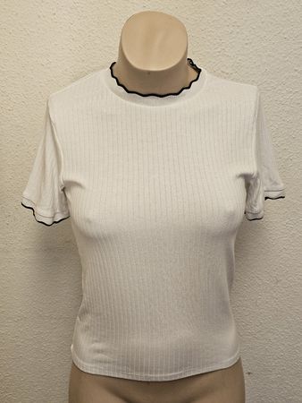 Zebra Damen T-Shirt Weiss Gerippt Gr. M