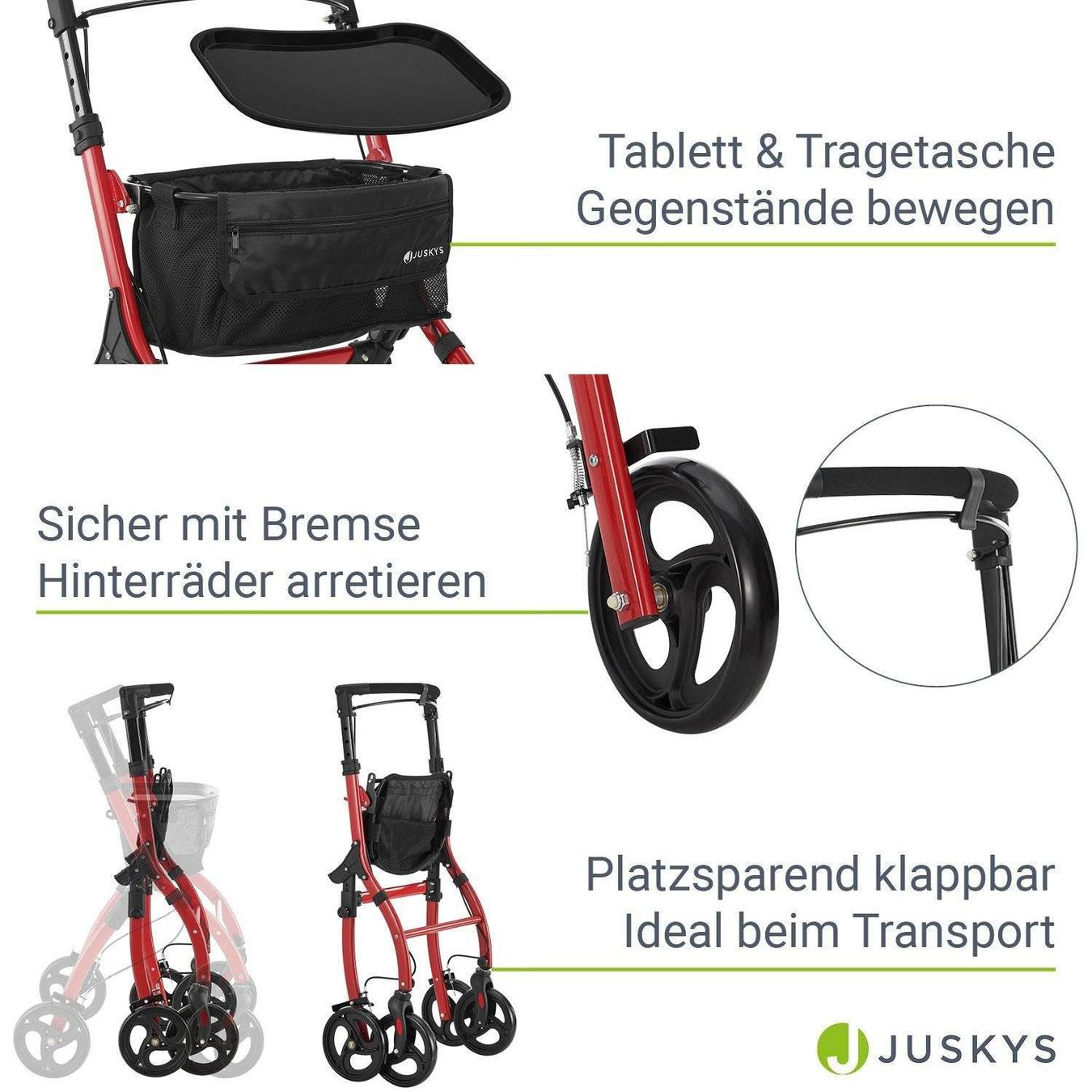 Ausili per la deambulazione: Aluminium Wohnungsrollator Rot – Nuovo e nell'imballaggio originale da Salmsach venduto da jamb-all-you-need 2