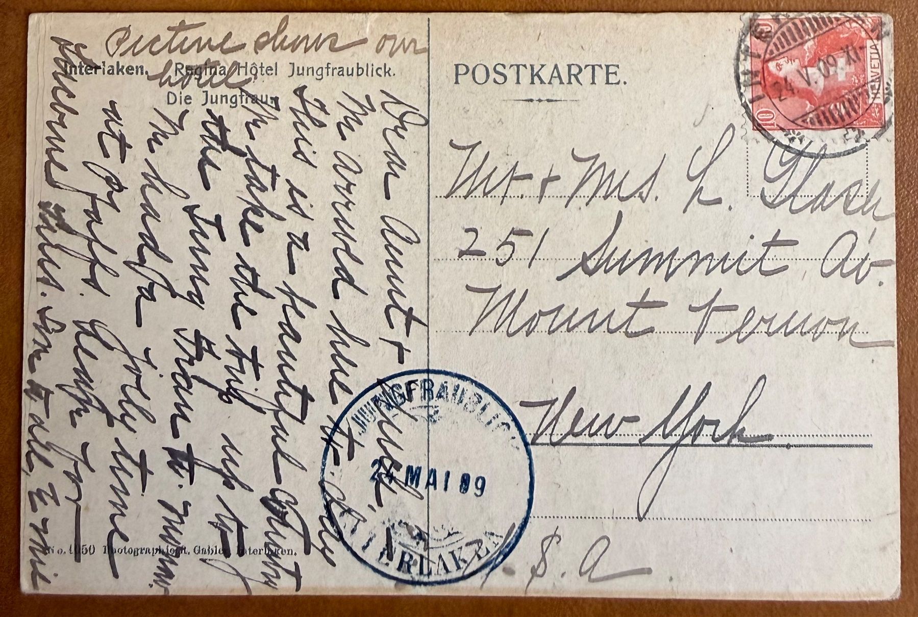 Cartoline postali: Interlaken - Regina Hotel - 1909 – Usato da Lutry venduto da Ediego 1