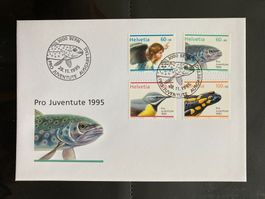 Schweiz 1995 Ersttagsbrief Satz Pro Juventute Tiere