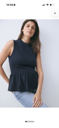 H&M Mama feinstricktop mit peplum - marineblau