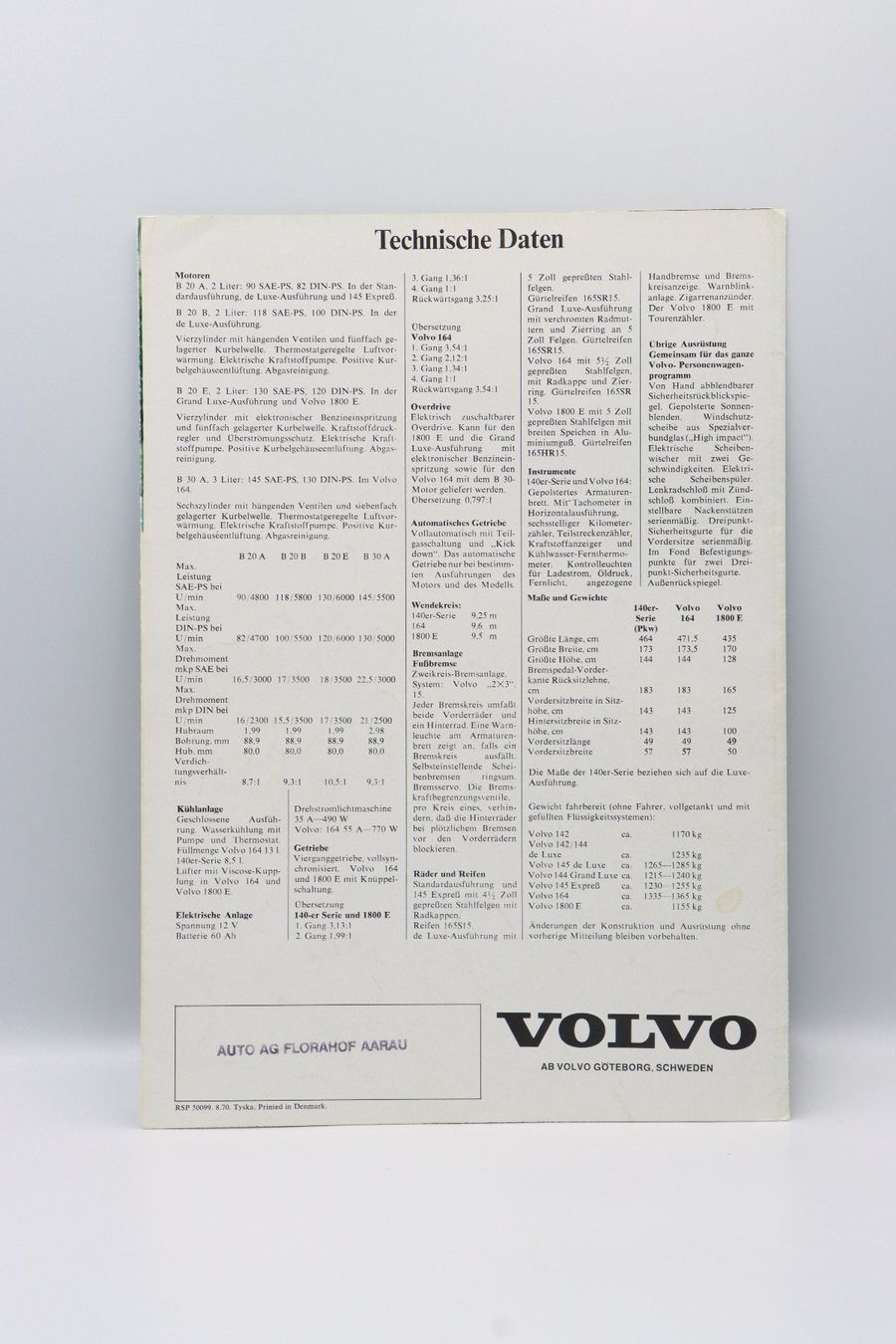 Volvo Documenti: Volvo Modellprogramm 1971 Prospekt – Usato da Bühl b.Aarberg venduto da Collectorpassions 1