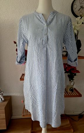 Dress Cotton Town blue white stripes size M 130cm length