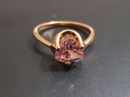 Ring mit Zirkonia, vergoldet 585, 3g, size 7 (54.5)