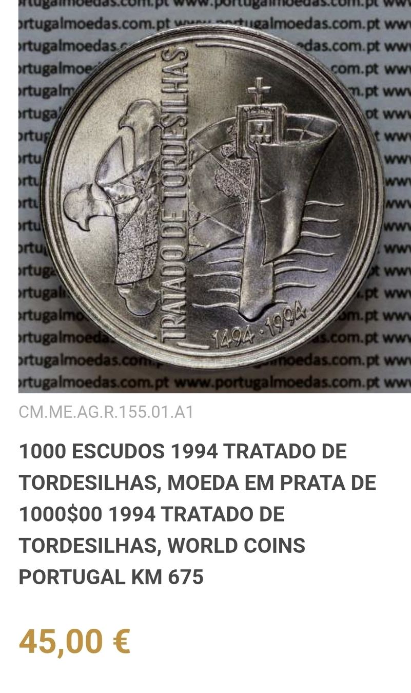 Alle Münzen: 1000 escudos argent 1994 Tordesilles – Gebraucht aus Genève von bbastos 2
