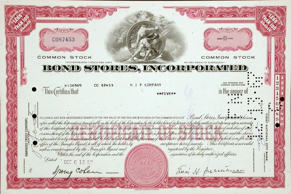 Dokumente: Bond Stores Inc. - 1964 – Gebraucht aus Solothurn von Sgasche