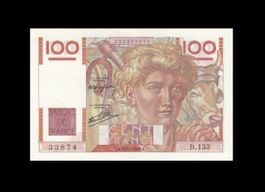 1946 FRANCE 100 FRANCS *33874* aUNC/UNC