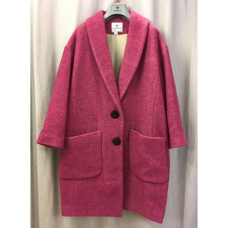 Piu & Piu Übergangs Mantel Wollstoff gefüttert magenta Gr 36