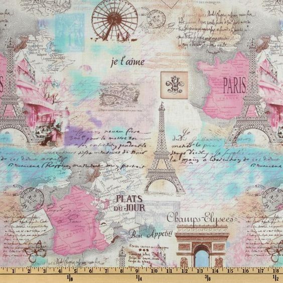 Stoffe: RESTPOSTEN 1m Paris, Timeless Treasures Stoff Fabric – Neu (gemäss Beschreibung) aus Langenthal von zelgaz
