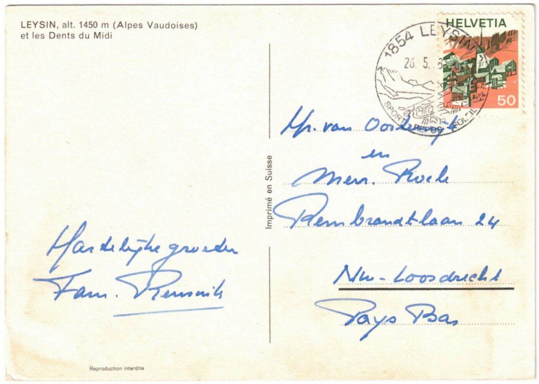 Cartes postales: Leysin - Berneuse von oben mit Dents du Midi – D'occasion à Binningen par Mountainrider 1