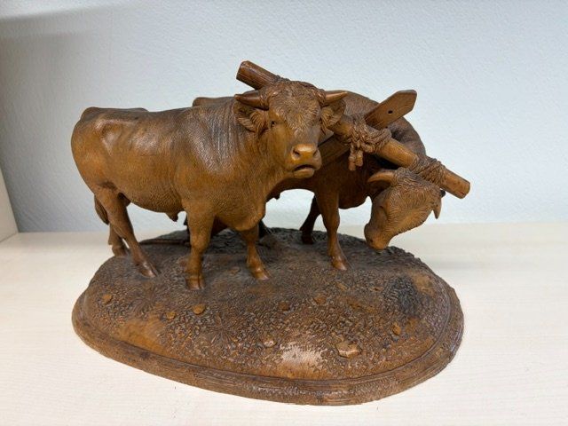 Statuette: geschnitztes Ochsengespann, Brienz, Johann Huggler – Usato da Galgenen venduto da Crystaldisplay