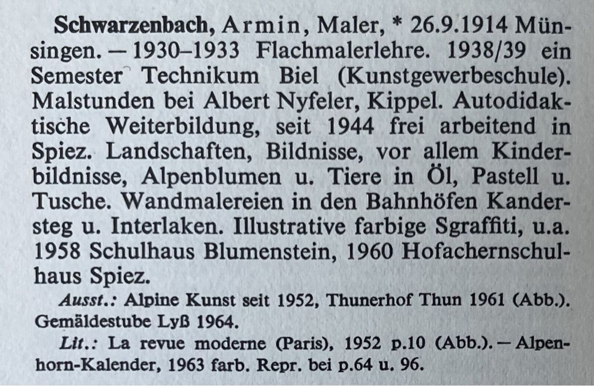 Dipinti: Armin Schwarzenbach (1914-2000) – Usato da Grosshöchstetten venduto da Perle1951 4