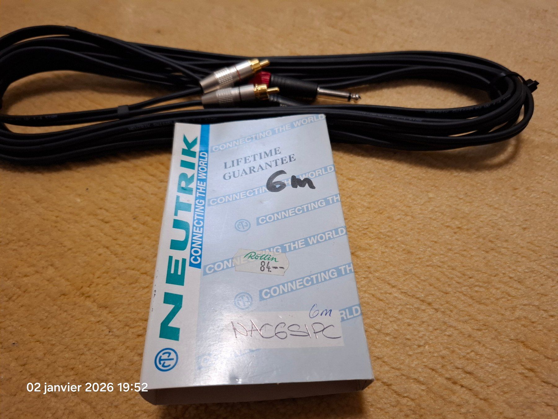 Neutrik Cavi: Neutrik 6m stereo RCA/jack neuf – Nuovo (secondo la descrizione) da Yverdon-les-Bains venduto da Dan00 3