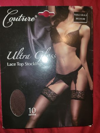 Couture Strapsstrümpfe, lace top stockings, ultra gloss legg