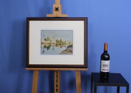 Orientalisches Dorf am Fluss, Aquarell v. 1929, top gerahmt