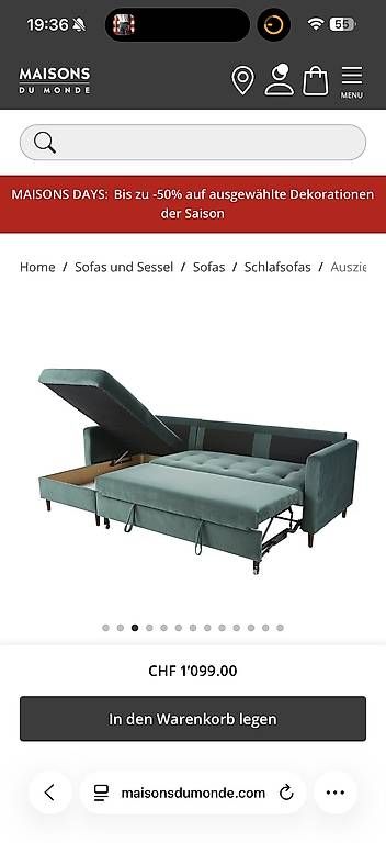 Maisons du monde Divani: Sofa/Bettsofa wie neu – Usato da Lenzburg venduto da eli_jrc2 4