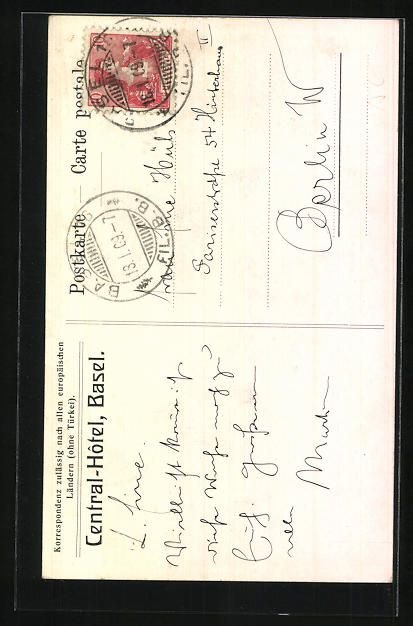 Cartes postales: AK Basel, Ortsansicht, Central Hotel – D'occasion à Berlin par bartko-reher 1