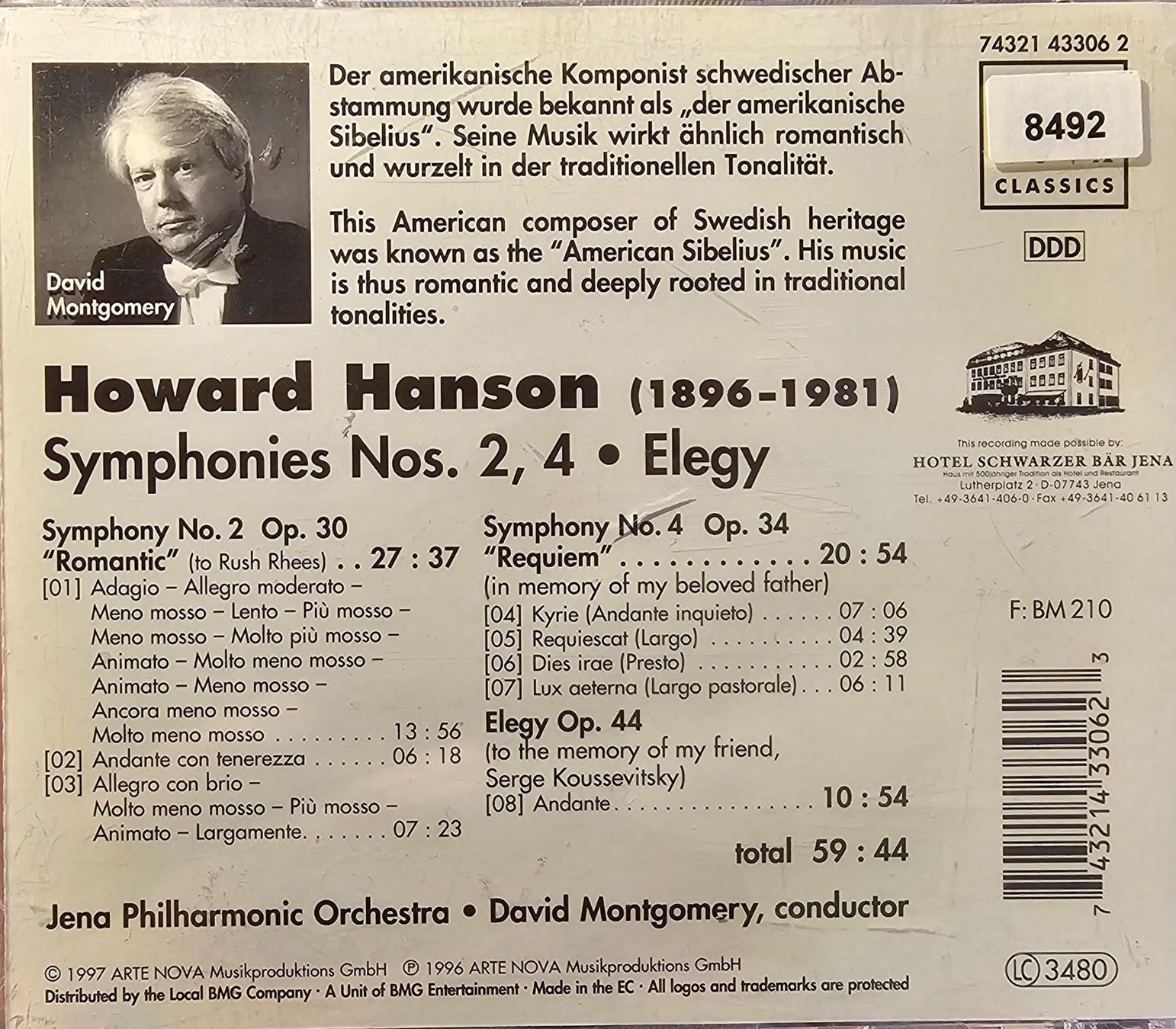 CD: Howard Hanson - Symphonies Nos. 2,4 Elegy – Usato da Wahlen b. Laufen venduto da Cg10 1