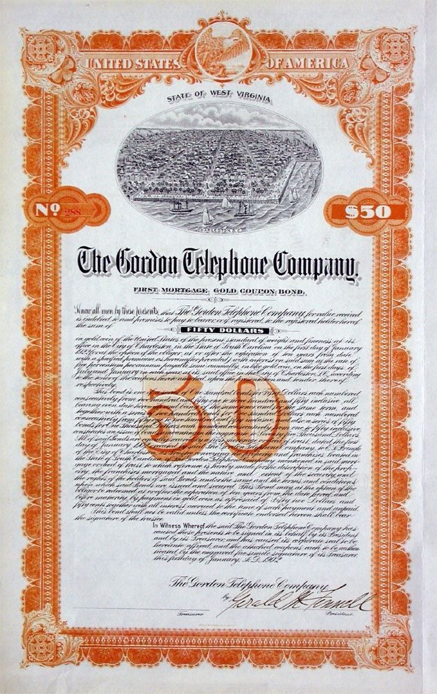 Documenti: 5% Gordon Telephone Company - 1902 – Usato da Solothurn venduto da Sgasche