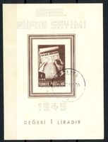 TÜRKEI, VOLKSZÄHLUNG 1945, BLOCK GESTEMPELT