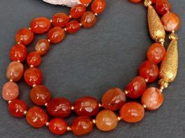 Statement Rot Achat vergoldet Halskette Kette Collier Agate