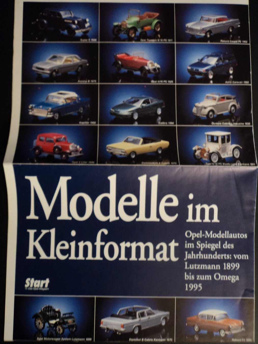 Opel Documenti: Prospekt Opel Modelle in 1/43 Poster – Usato da Schwarzenburg venduto da modelCARama 2