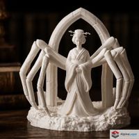 Spider Geisha Sculpture - Dark Fantasy Statue - 3D Printed