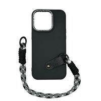 Schwarze iPhone Hülle mit Band Kordel, gratis Versand