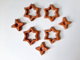 4 Sterne 3 Ministerne Keramik Weihnachtsdeko Handarbeit