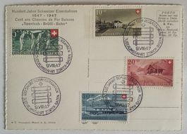 B208) B34-37, Pro Patria Satz auf Karte 100 Jahr Brätli-Bahn