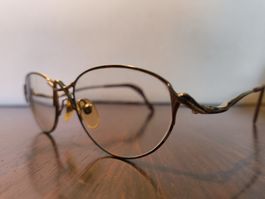 Vintage Colani Brille organische Form goldig rot