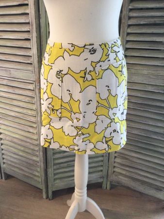 Jupe jaune à motifs floraux BENETTON, taille 34/36