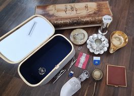 Vintage Konvolut: Antiker Handschuhkasten, Schmuckbox & mehr