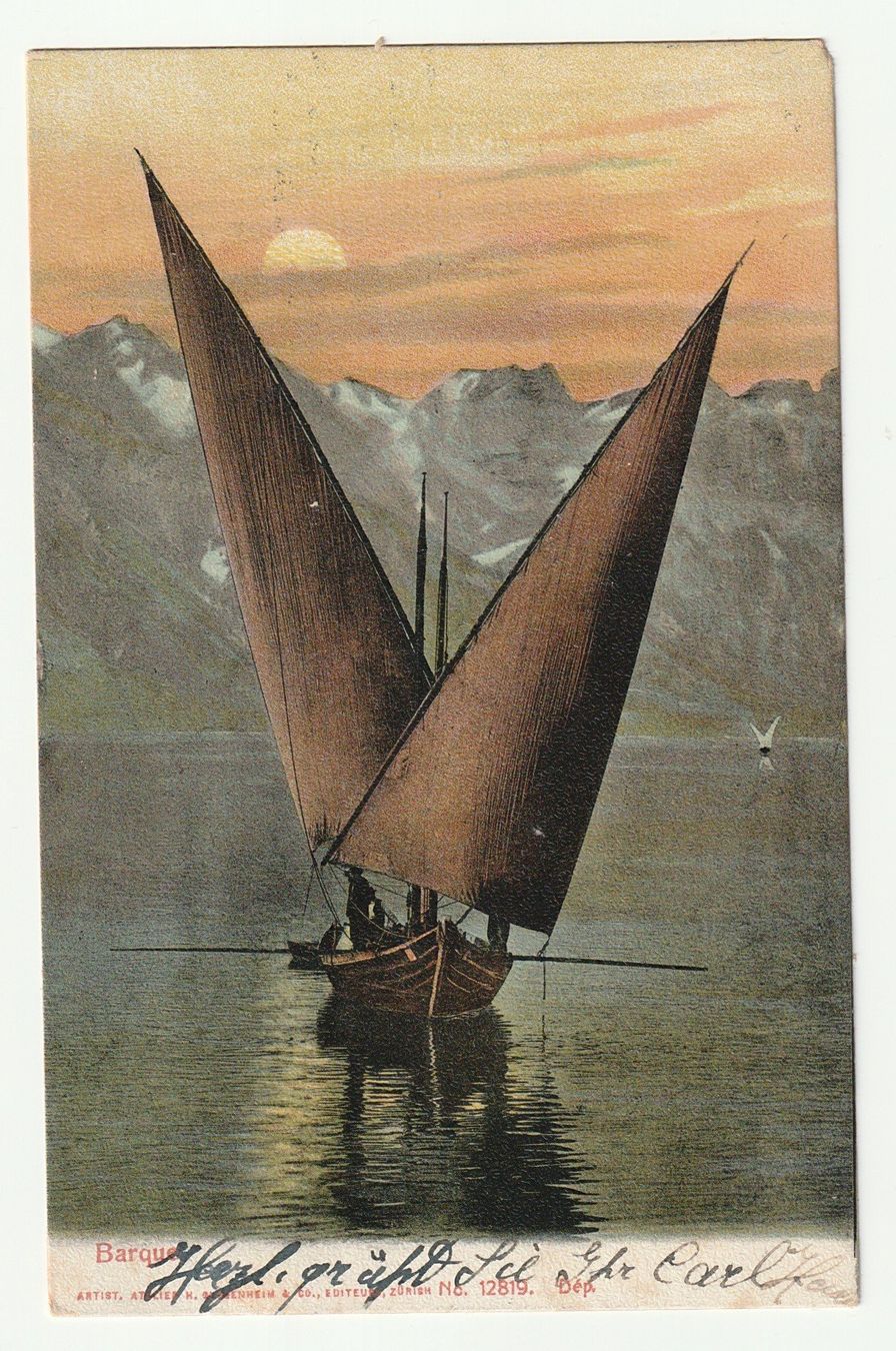 Cartes postales: Postkarte 1909 Genfersee-Barke, Genf – D'occasion à St. Gallen par Ricardo_Deals