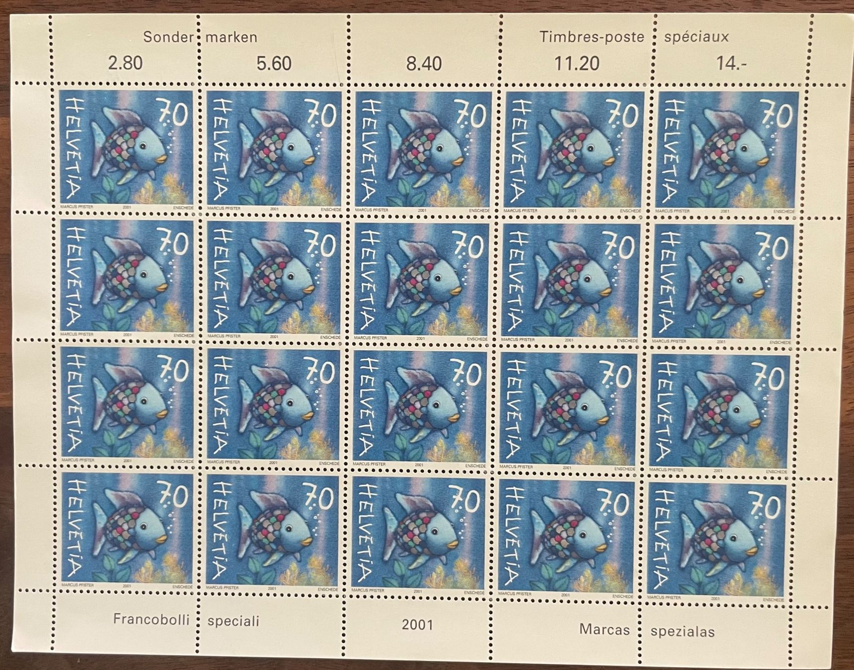 Tutti i francobolli: Briefmarken Bogen  Regenbogen Fischfisch – Nuovo e nell'imballaggio originale da Thalwil venduto da Puma2002 1