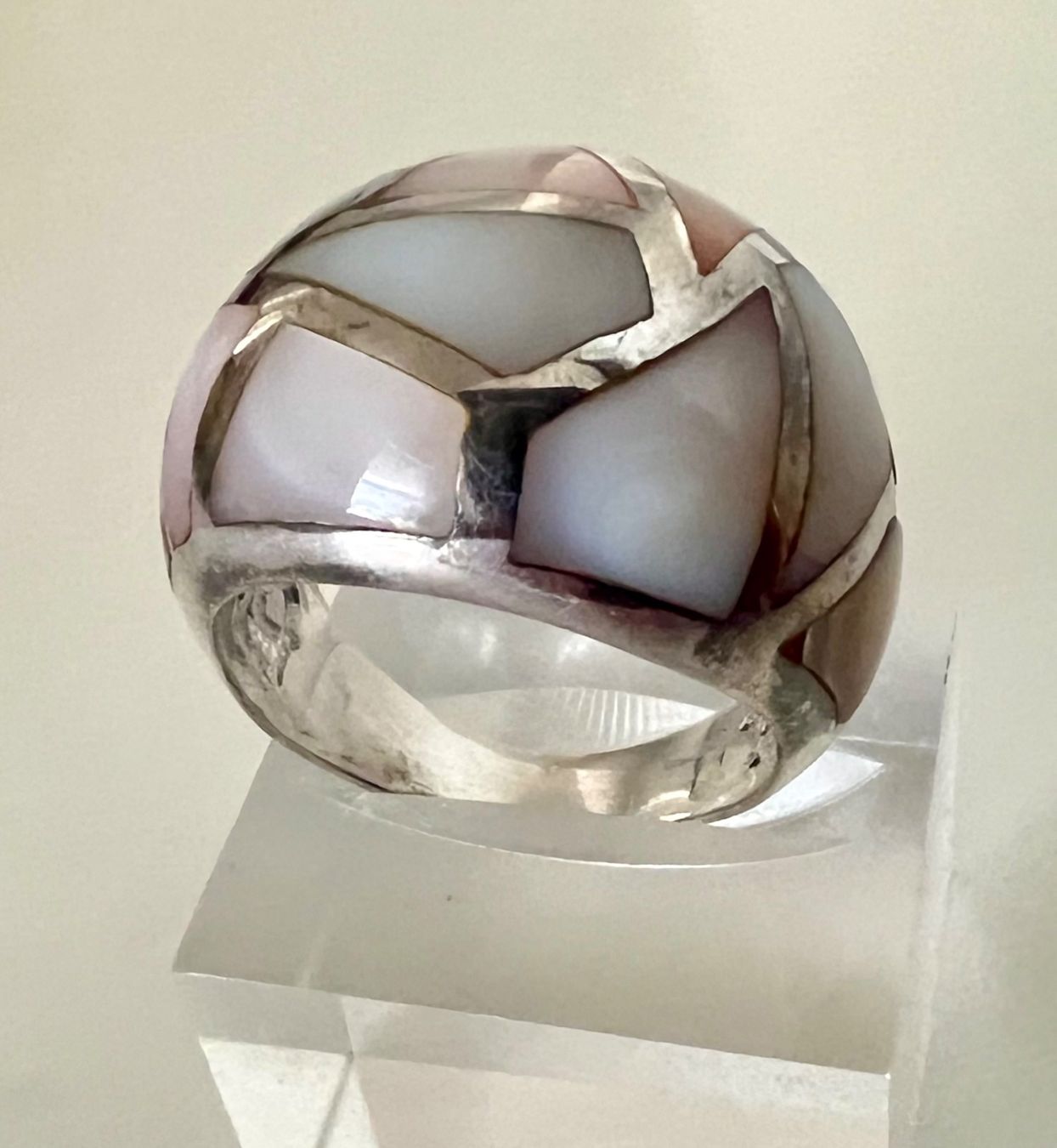 Ringe: Silber 925 - Architektonischer Designer Ring mit Perlmutt – Gebraucht aus Ruswil von artbyhand 2