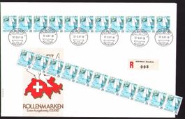 1986/87_ROLLENMARKEN POSTSERIE_11er-Str FDC + **__KW 150.- !